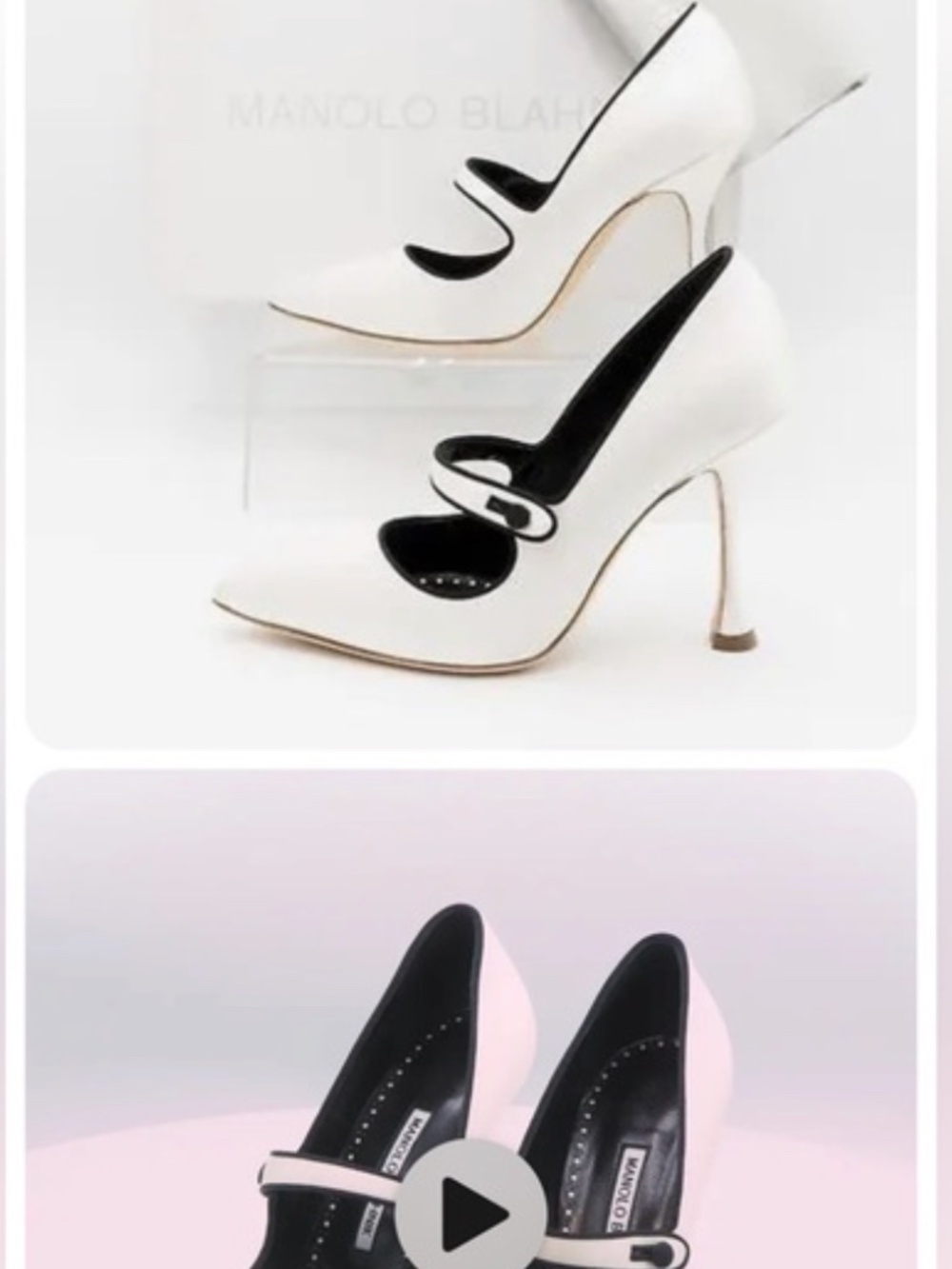 Manolo Blahnik Black and White Satin Shoes Size 37
